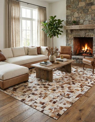 8' x 9' 10 Cowhide Leather Rug