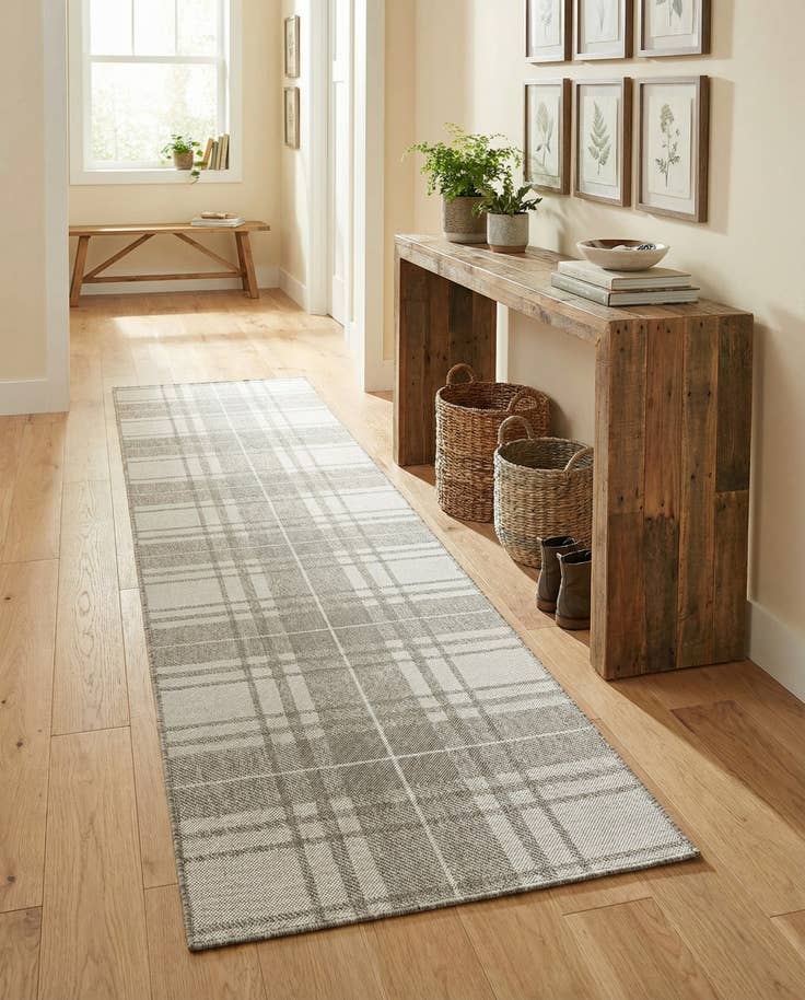 Detail image of 2' 7 x 12' Easy-Clean Checkered Indoor / Outdoor Runner Rug