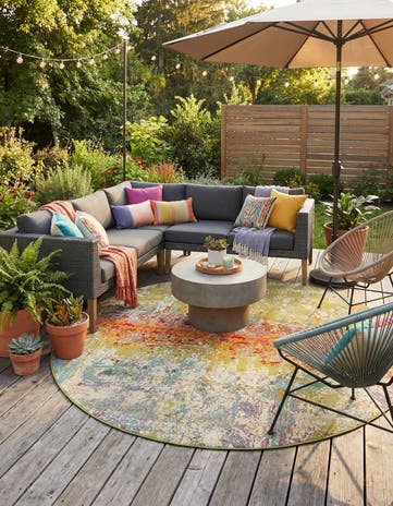 Easy-Clean Modern Indoor / Outdoor Round Rug