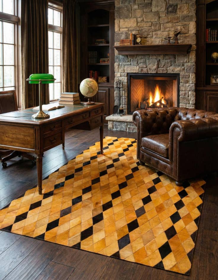 Detail image of 5' 1 x 8' Cowhide Stocks Rug