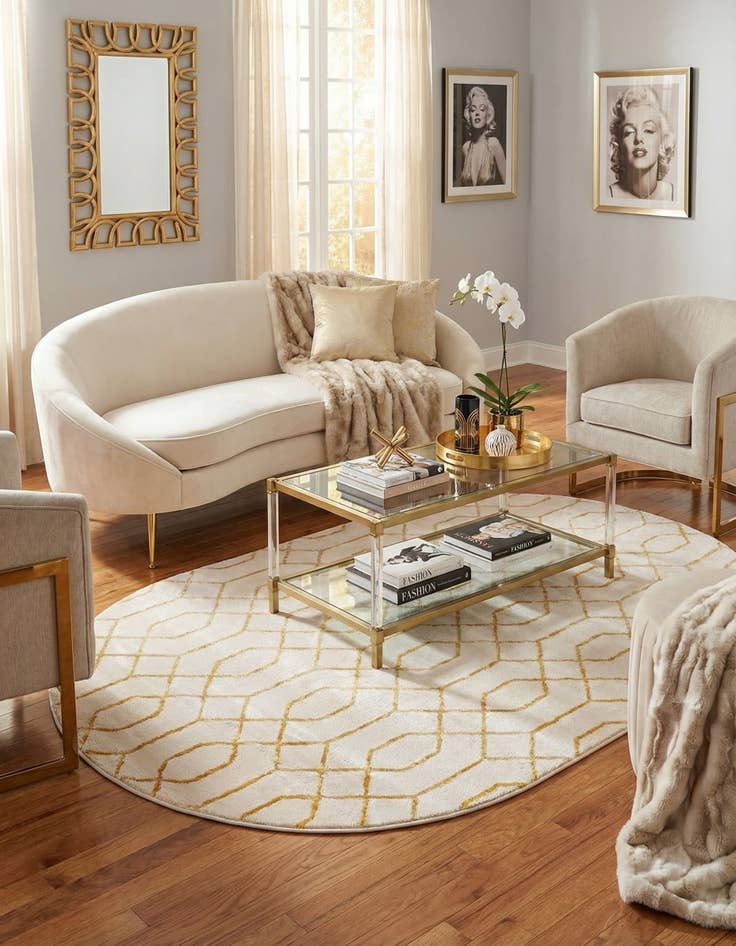 Detail image of 5' 3 x 8'  Marilyn Monroe™ Glam Trellis Oval Rug