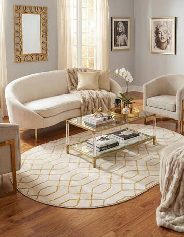 White Gold Marilyn Monroe™ Glam Trellis Oval Rug