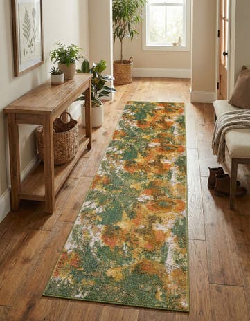 Green Washable Haerfest Runner Rug