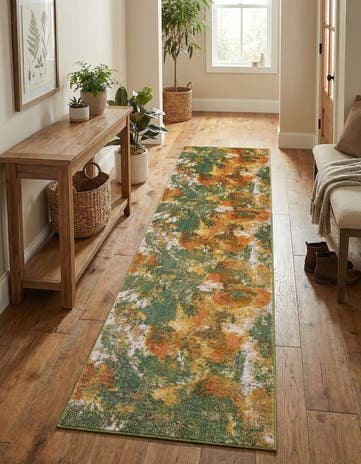 Green Washable Haerfest Runner Rug