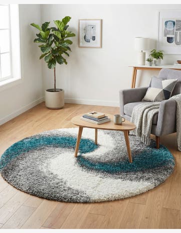 Turquoise Soft Touch Shag Round Rug