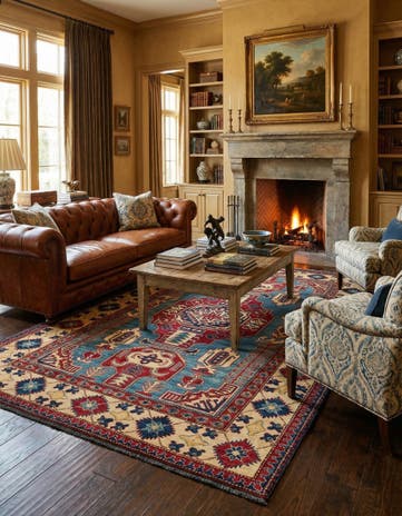 5' 11 x 8' 10 Hand Knotted Kazak Wool Rug