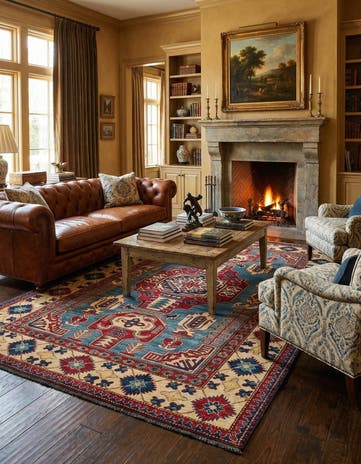 5' 11 x 8' 10 Hand Knotted Kazak Wool Rug