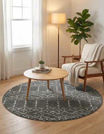 Charcoal Gray Paxon Trellis Round Rug