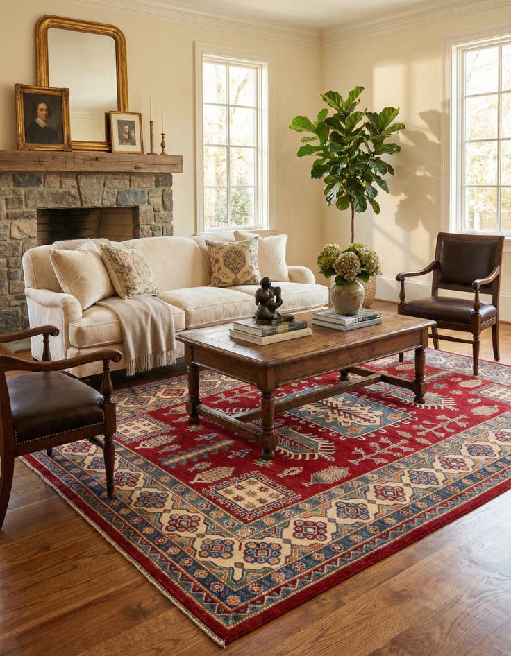 Detail image of 6' 6 x 9' 10  Hand Knotted Kazak Rug