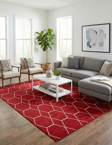 Red Trellis Frieze Rug