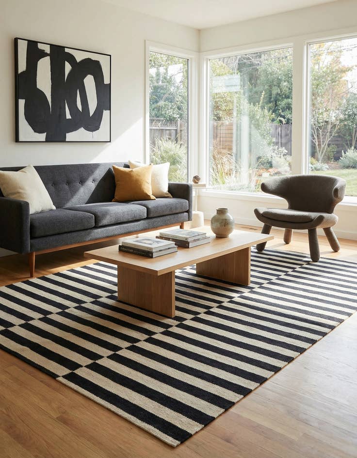 Detail image of 4' 1 x 5' 10  Hand Woven Kilim Modern Wool Rug