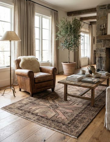 3' 7 x 6' 8 Hand Knotted Ultra Vintage Persian Wool Rug