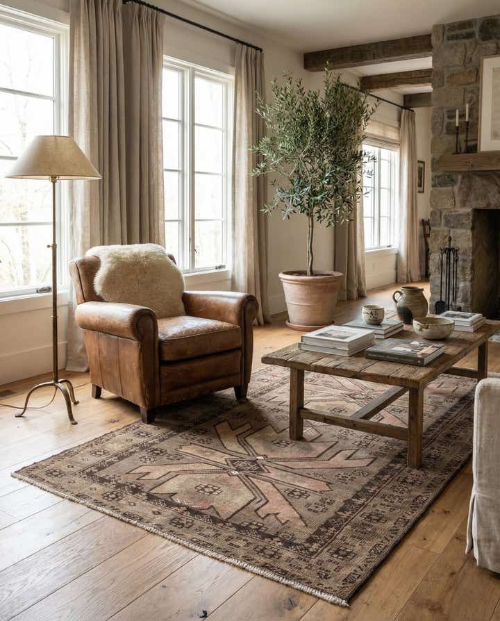 3' 7 x 6' 8 Hand Knotted Ultra Vintage Persian Wool Rug