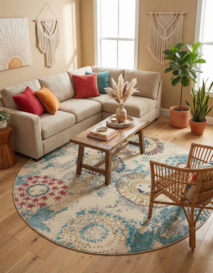 Detail image of 8' x 8'  Washable Casablanca Round Rug