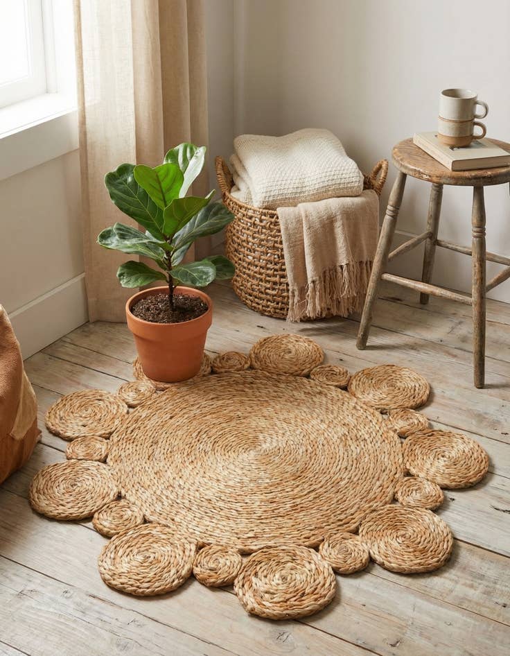 Detail image of 2' x 2'  Hand Braided Jute Round Rug