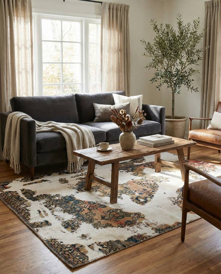 Detail image of 4' 10 x 6' 2 Hand Knotted Ultra Vintage Persian Wool Rug