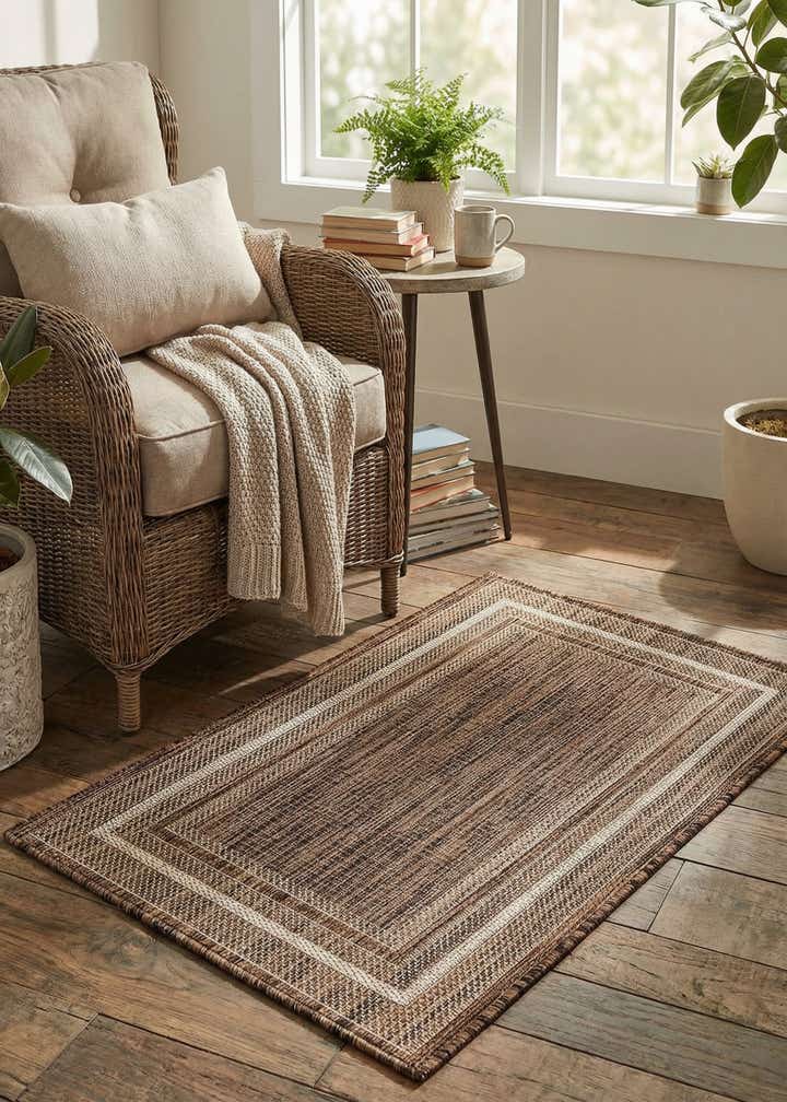 2' x 3' 1 Easy-Clean Border Indoor / Outdoor Rug