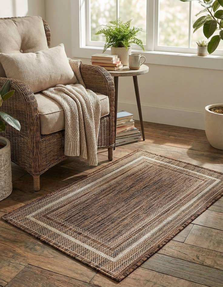 Detail image of  2' x 3' 1  Washable Border Indoor / Outdoor Rug