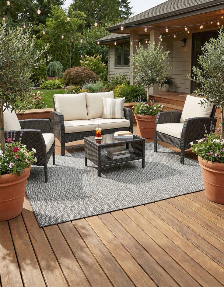 Detail image of 9' x 12'  Washable Trellis Indoor / Outdoor Rug