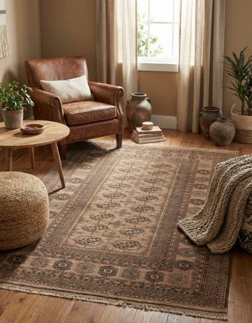 3' 10 x 6' Hand Knotted Afghan Akhche Oriental Wool Rug