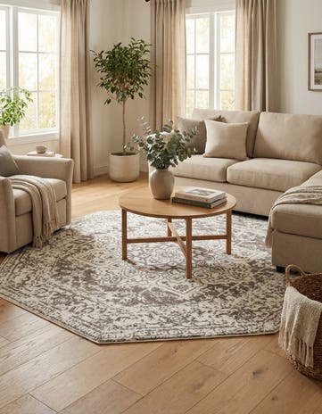 White Arlington Octagon Rug