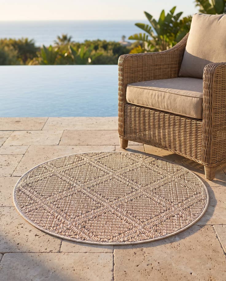 Detail image of 3' 1 x 3' 1 Easy-Clean Trellis Indoor / Outdoor Round Rug