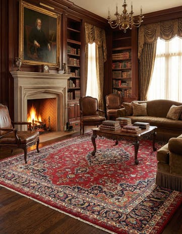 9' 8 x 13' Hand Knotted Mashad Persian Wool Rug