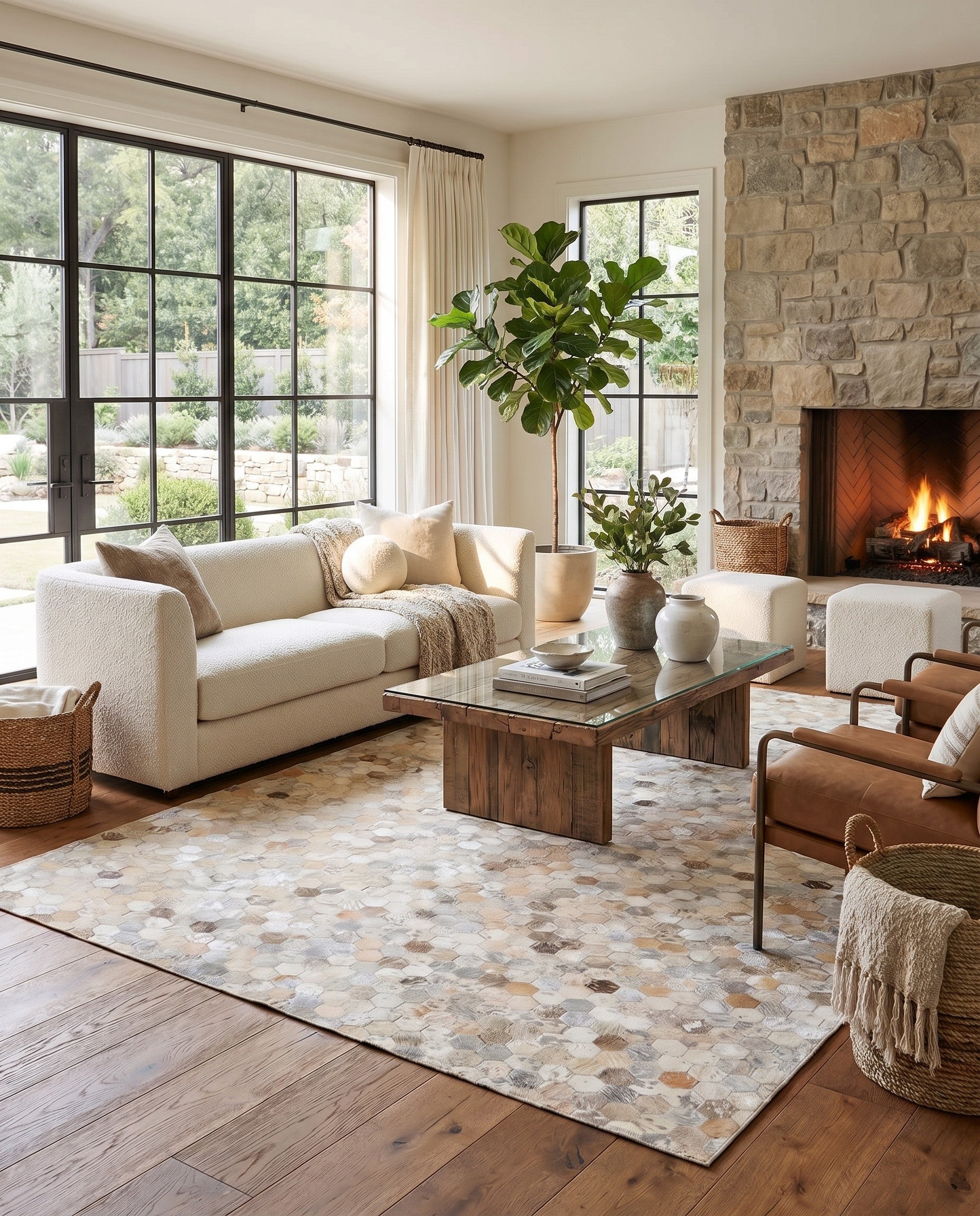 5' x 8' Cowhide Leather Rug