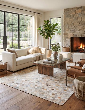 5' x 8' Cowhide Leather Rug