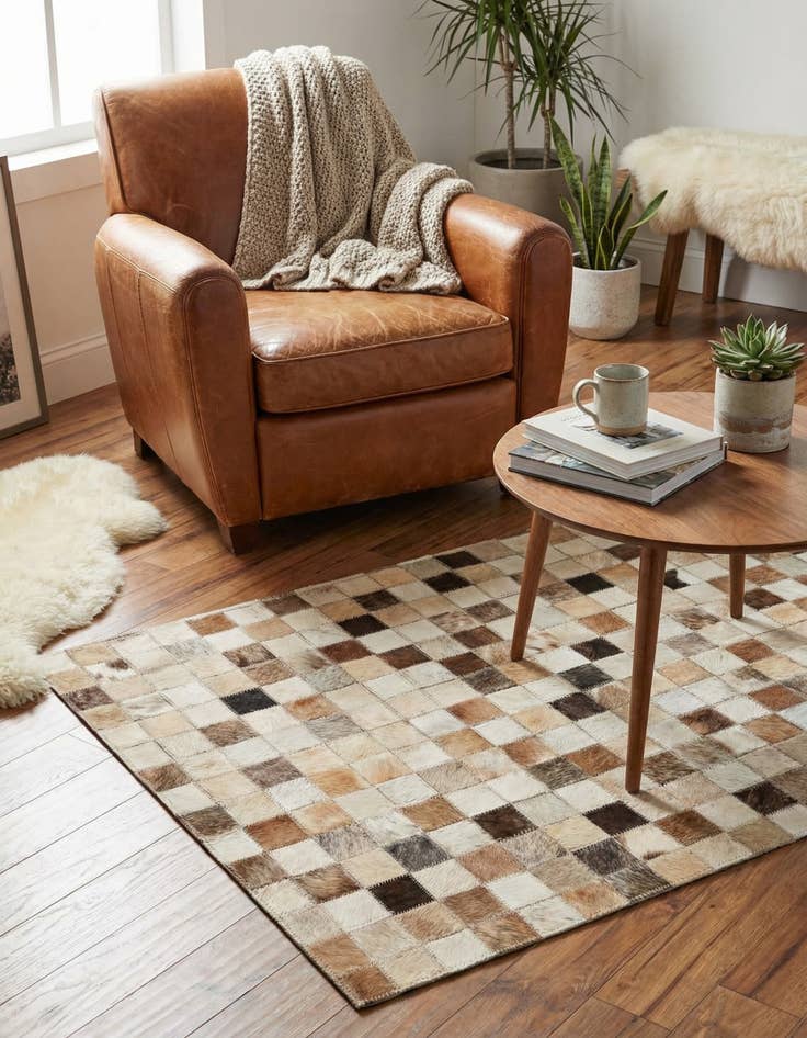 Detail image of  2' x 3' Cowhide Leather Rug