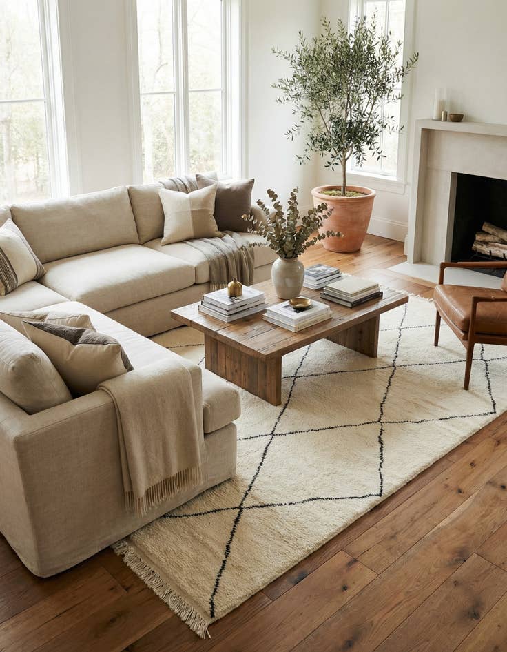 Detail image of 6' 7 x 9' 9  Hand Knotted Moroccan Wool Rug