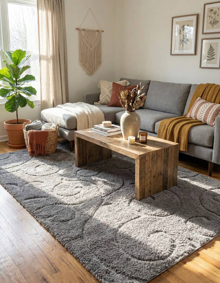 Detail image of 9' x 12' 2 Floral Shag Rug