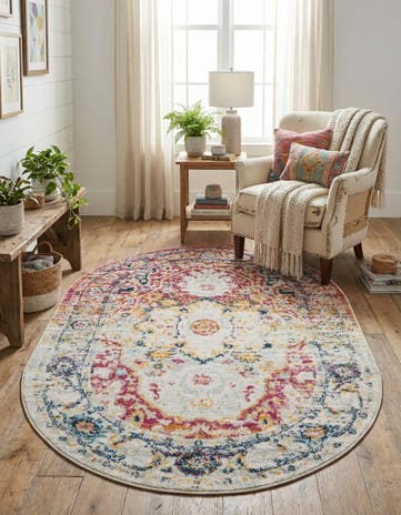 Pink Gray Madeline Vintage Oval Rug