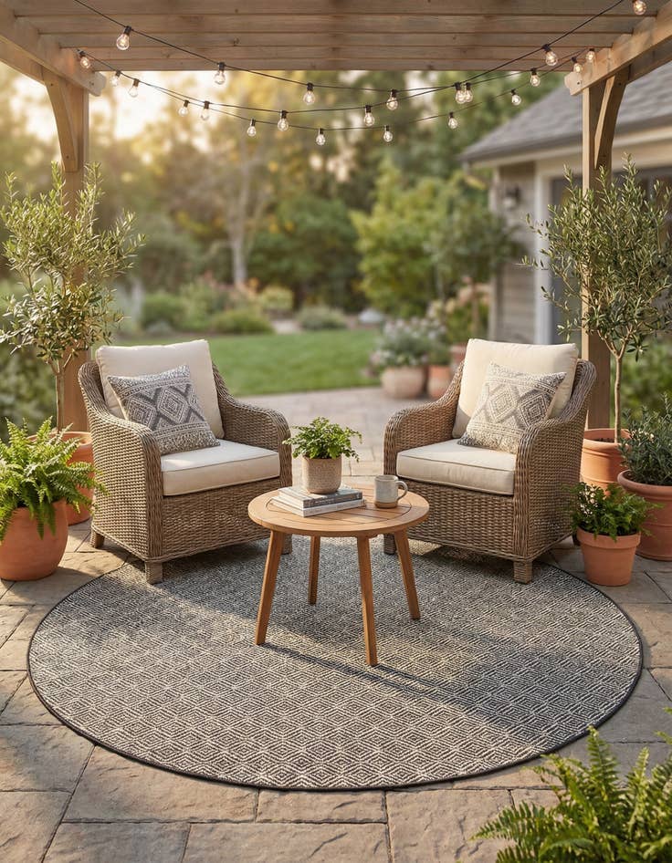 Detail image of 10' x 10'  Washable Trellis Indoor / Outdoor Round Rug
