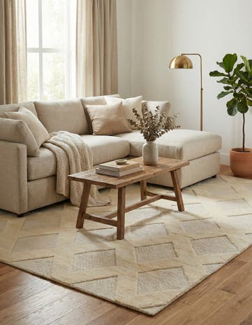 6' 1 x 9' Hand Woven Lattice Wool Rug