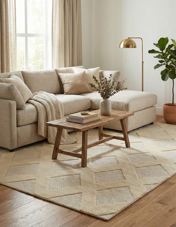 6' 1 x 9' Hand Woven Lattice Wool Rug