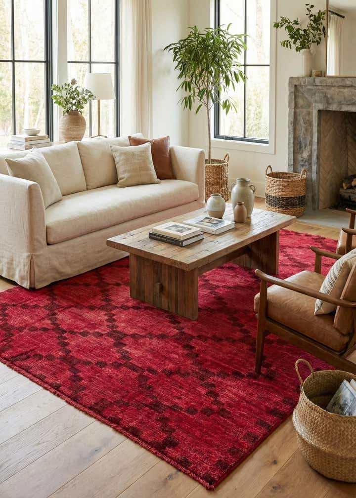 8' x 9' Hand Knotted Moroccan Wool Rug