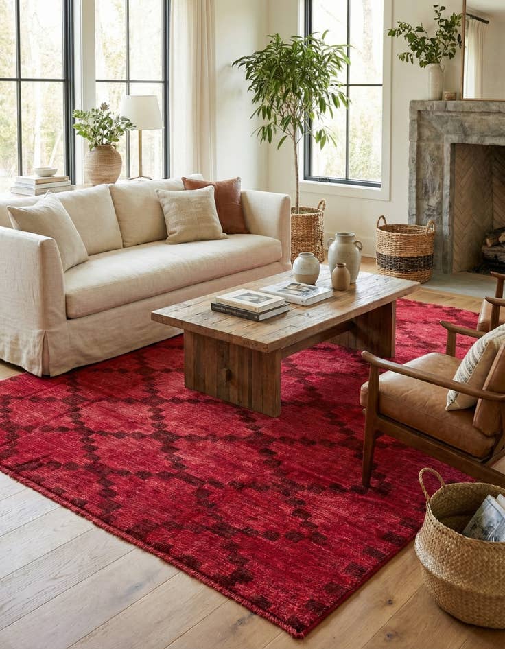 Detail image of 8' x 9'  Hand Knotted Moroccan Wool Rug