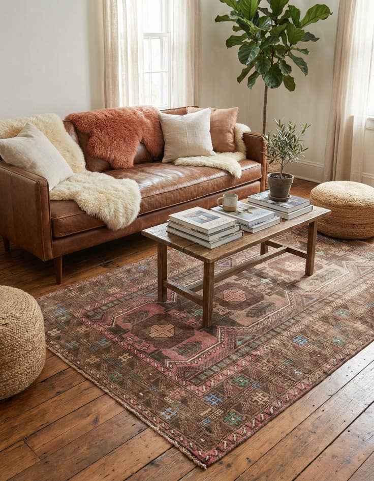 Detail image of  3' 7 x 6' 4  Hand Knotted Ultra Vintage Persian Wool Rug