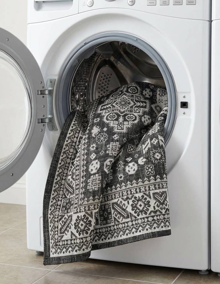 Detail image of 6' x 6'  Washable Aztec Indoor / Outdoor Square Rug