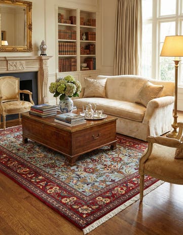 4' 9 x 7' Hand Knotted Qom Persian Rug