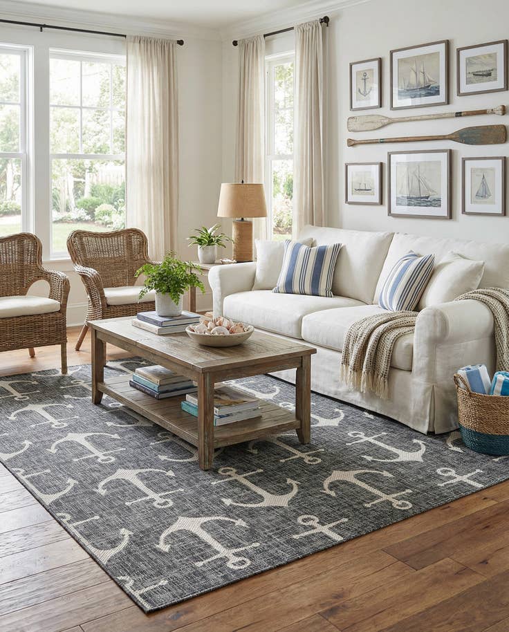 Detail image of 6' x 9' Easy-Clean Coastal Indoor / Outdoor Rug