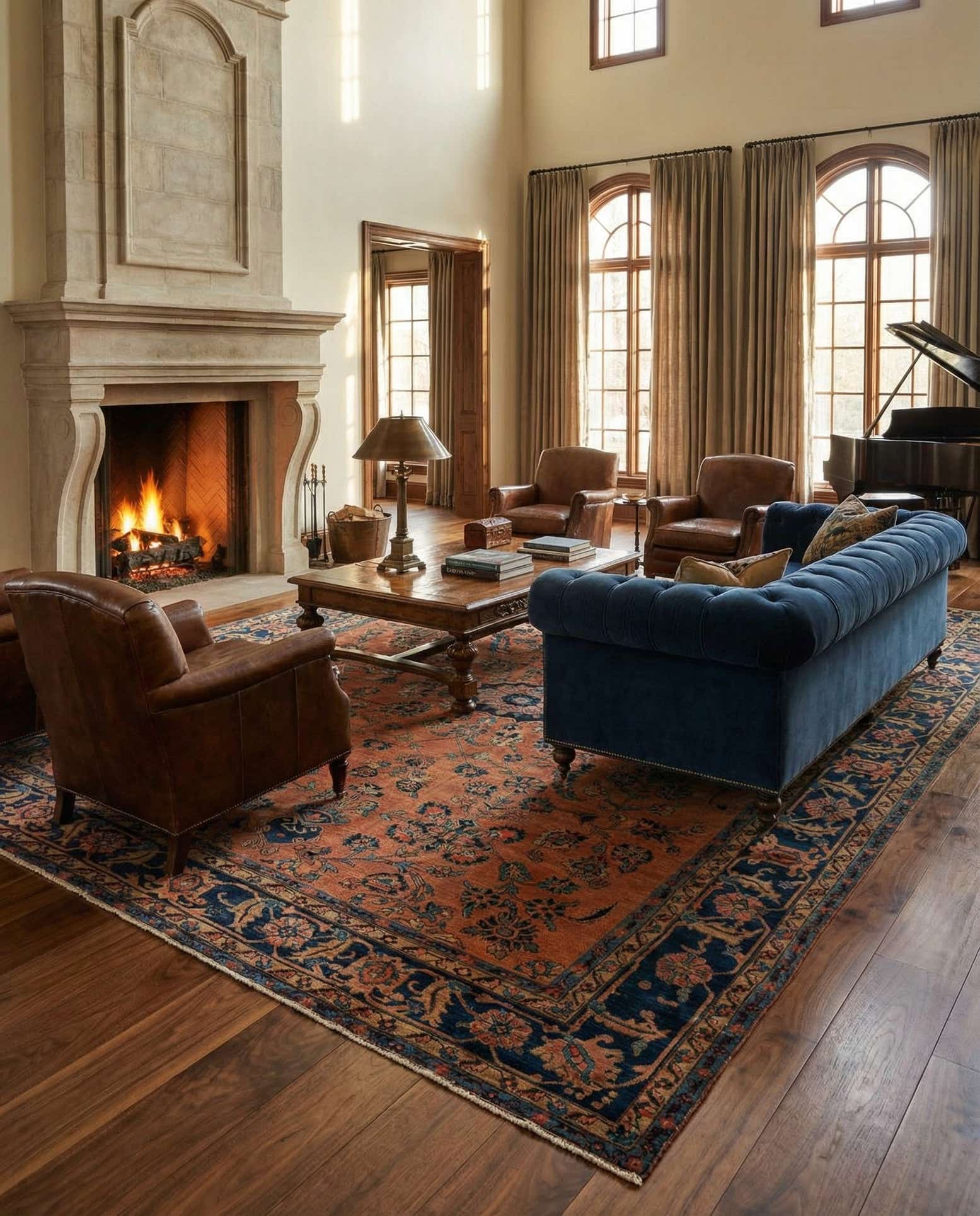 10' 2 x 12' 9 Hand Knotted Sarough Persian Wool Rug