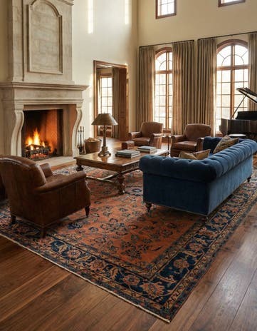 10' 2 x 12' 9 Hand Knotted Sarough Persian Wool Rug