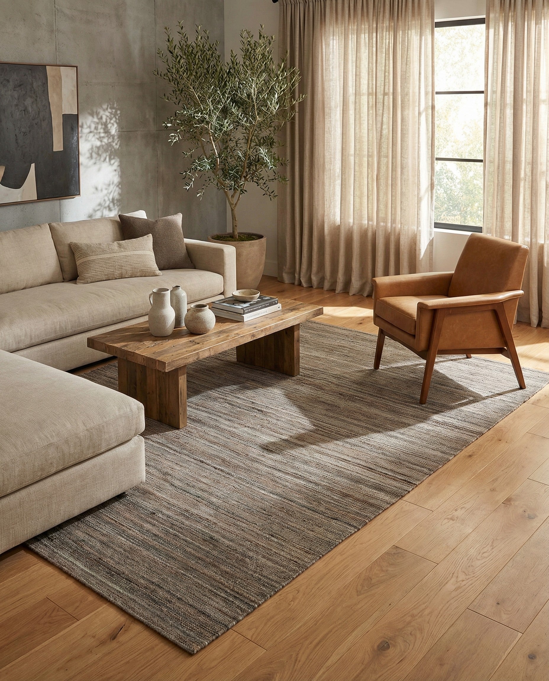  5' 3 x 6' 4  Hand Woven Kilim Modern Wool Rug