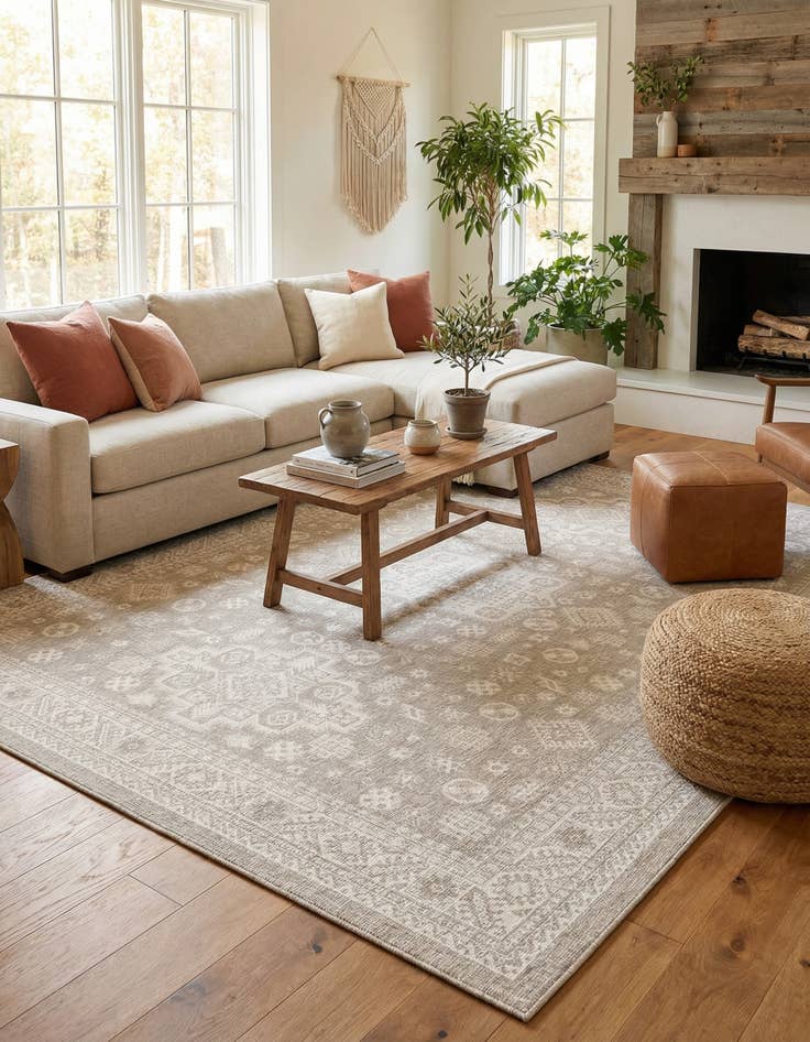 Detail image of 10' x 14'  Washable Aztec Indoor / Outdoor Rug