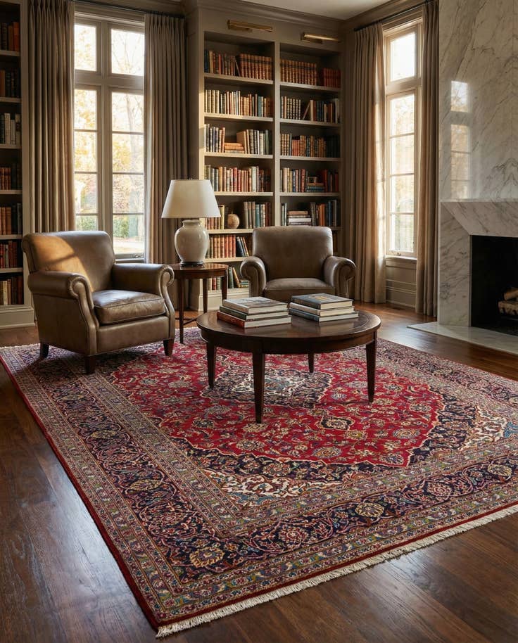 Detail image of 8' 3 x 11' 2 Hand Knotted Kashan Persian Rug