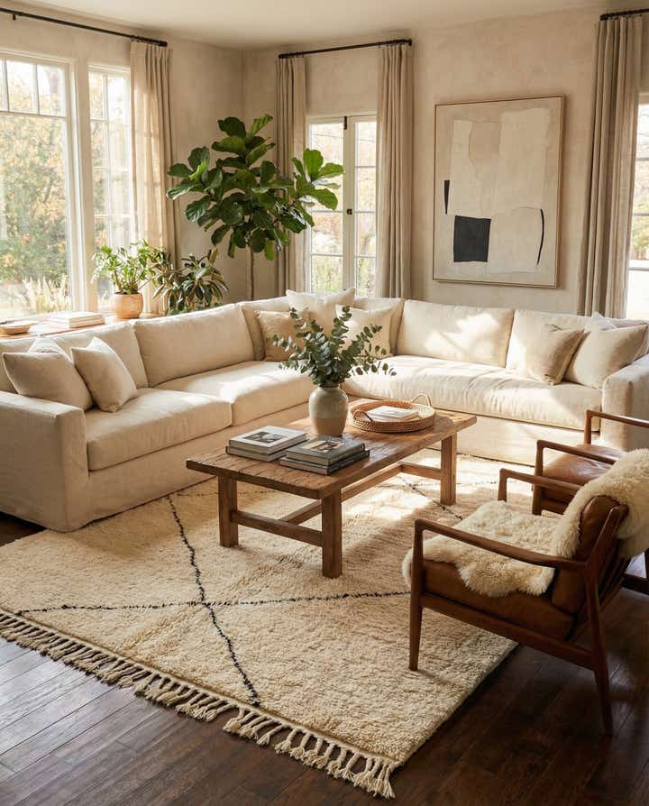 7' 1 x 9' 6 Hand Knotted Moroccan Wool Rug