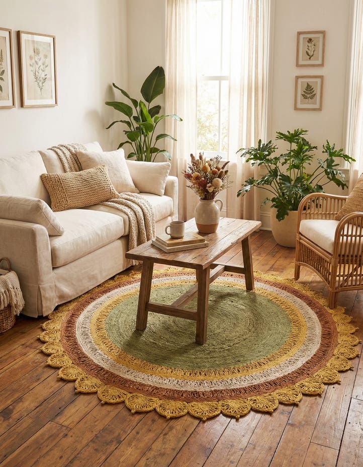 7' 10 x 7' 10 Handmade Braided Jute Round Rug