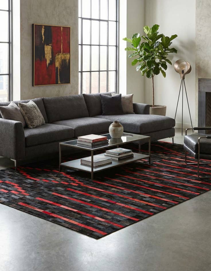 Detail image of 5' x 7' 11 Cowhide Stocks Rug